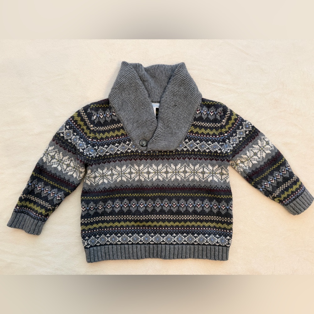 Janie and Jack Gray Patterned Kids Sweater